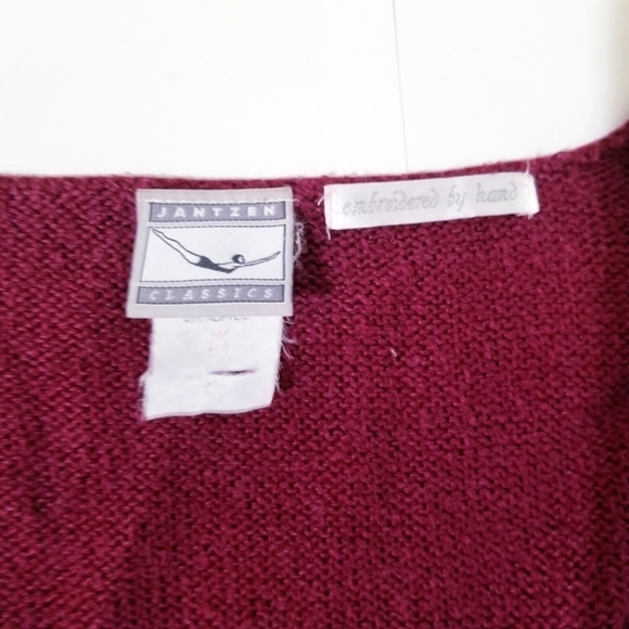 JANTZEN CLASSICS Vintage Vtg 80s Embrodiered Floral Pulliver Sweater 2x XXL - Picture 12 of 13